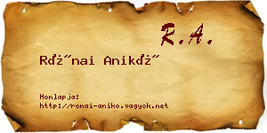 Rónai Anikó névjegykártya
